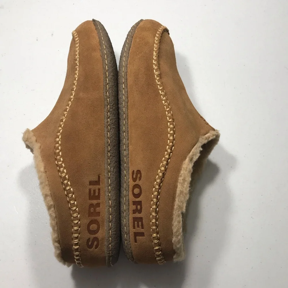 Sorel Suede Shearling Clog Slippers - Tan Size 12 SB-BB